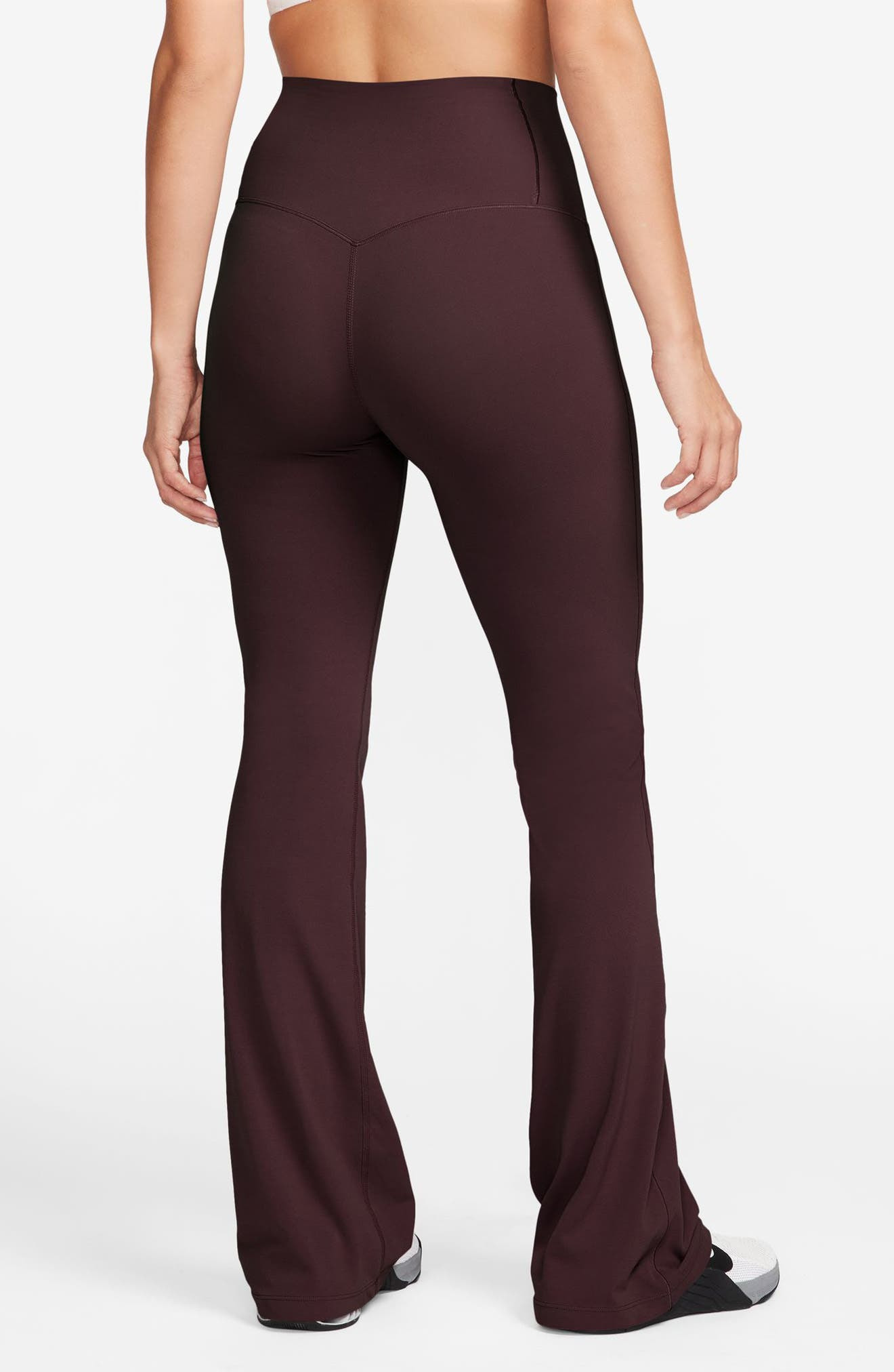 Nike Zenvy High-Waisted Flared Leggings in Burgundy Crush/Black at Nordstrom - 2