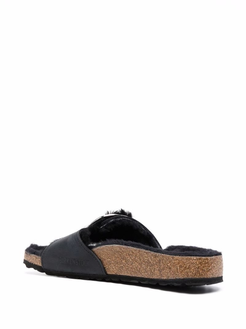 shearling-lined single-buckle sandals - 3