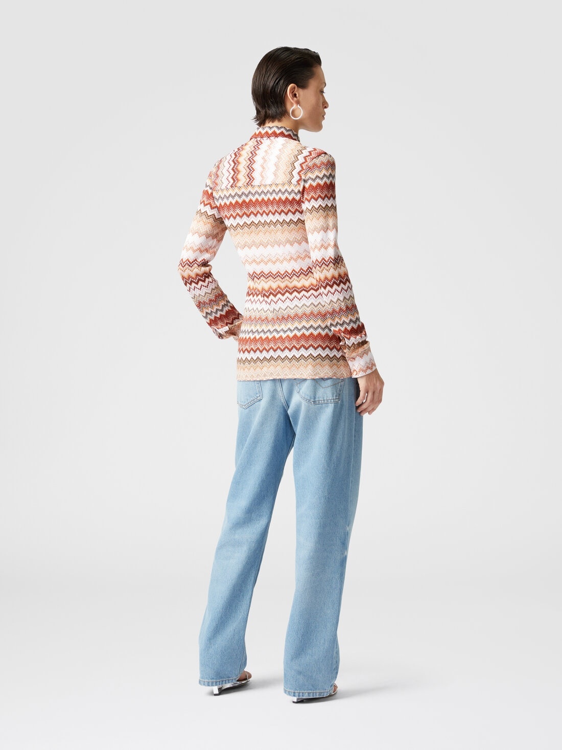 Shirt with serrated lamé zig zag pattern - 3