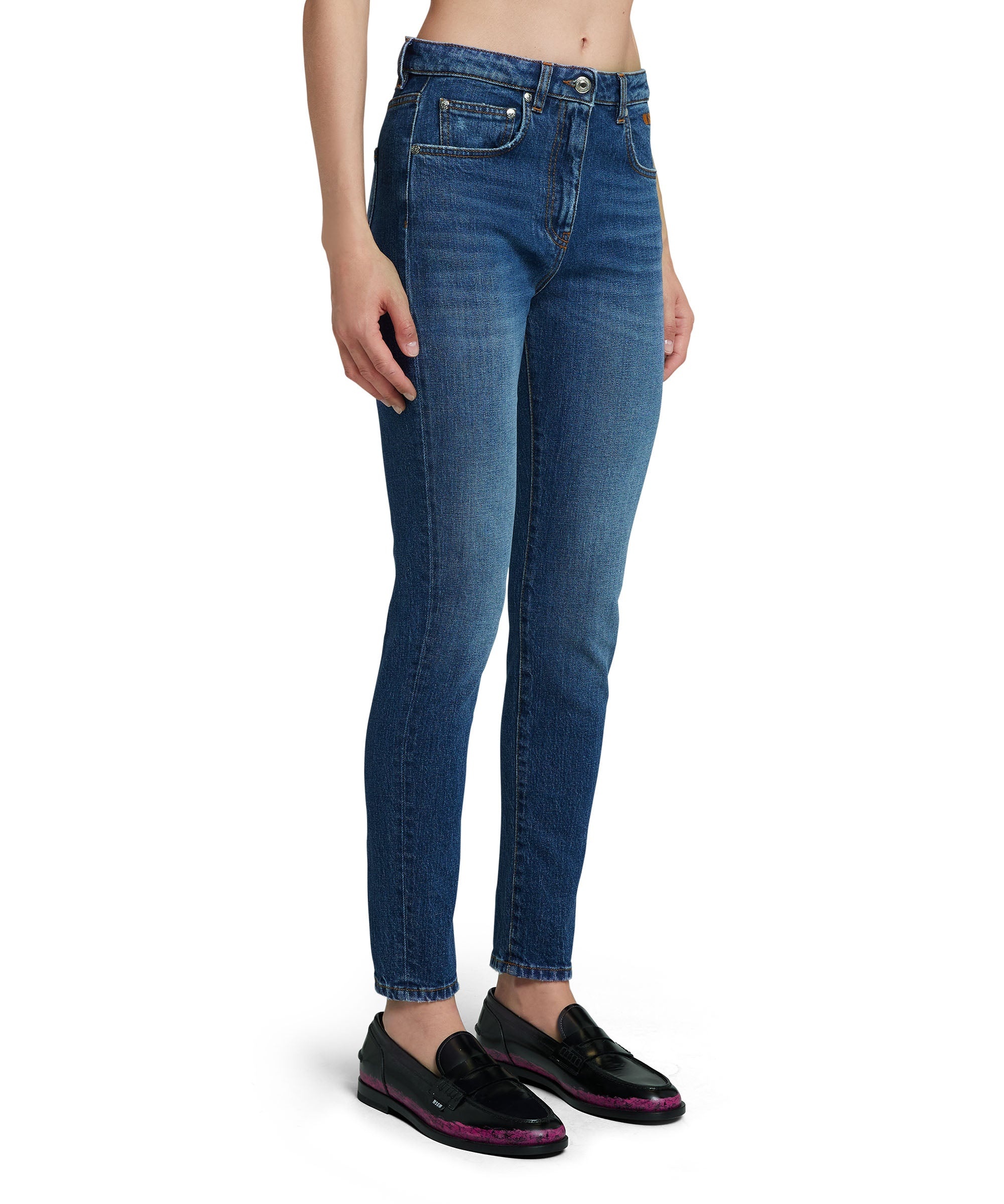 Blue denim elasticized skinny pants - 4