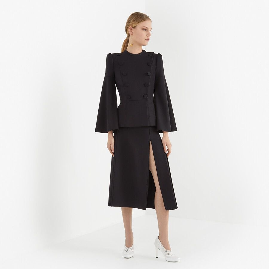 Black silk and wool jacket - 4