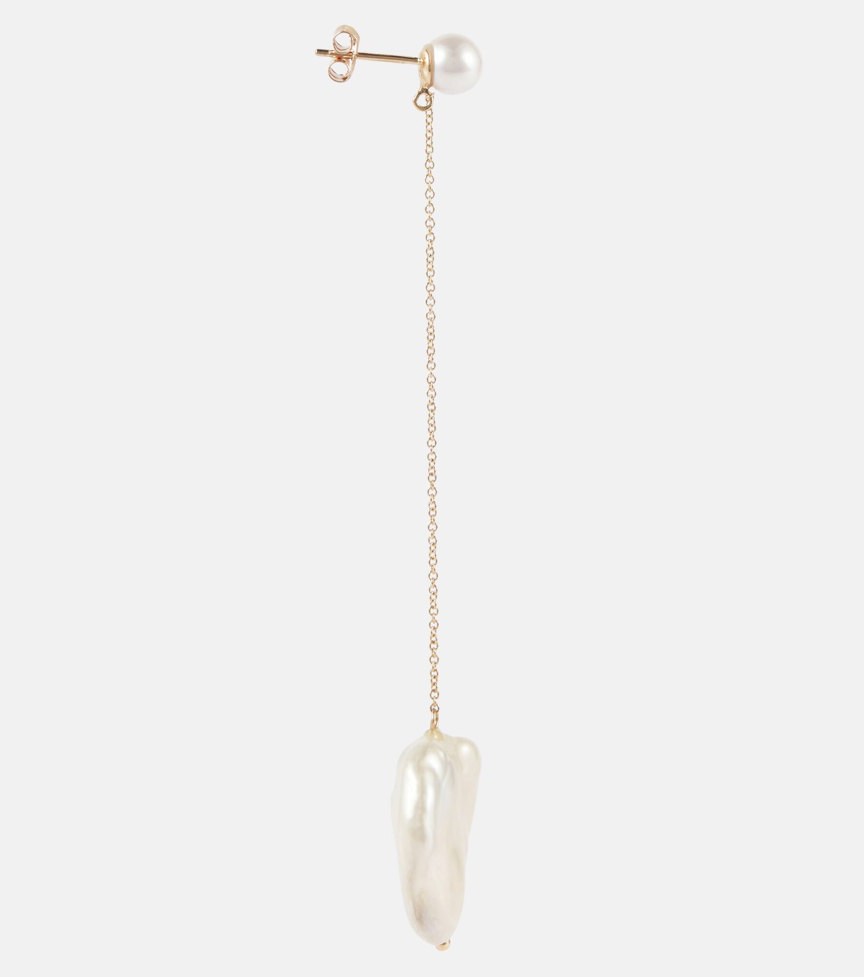 14kt gold drop earrings with pearls - 4