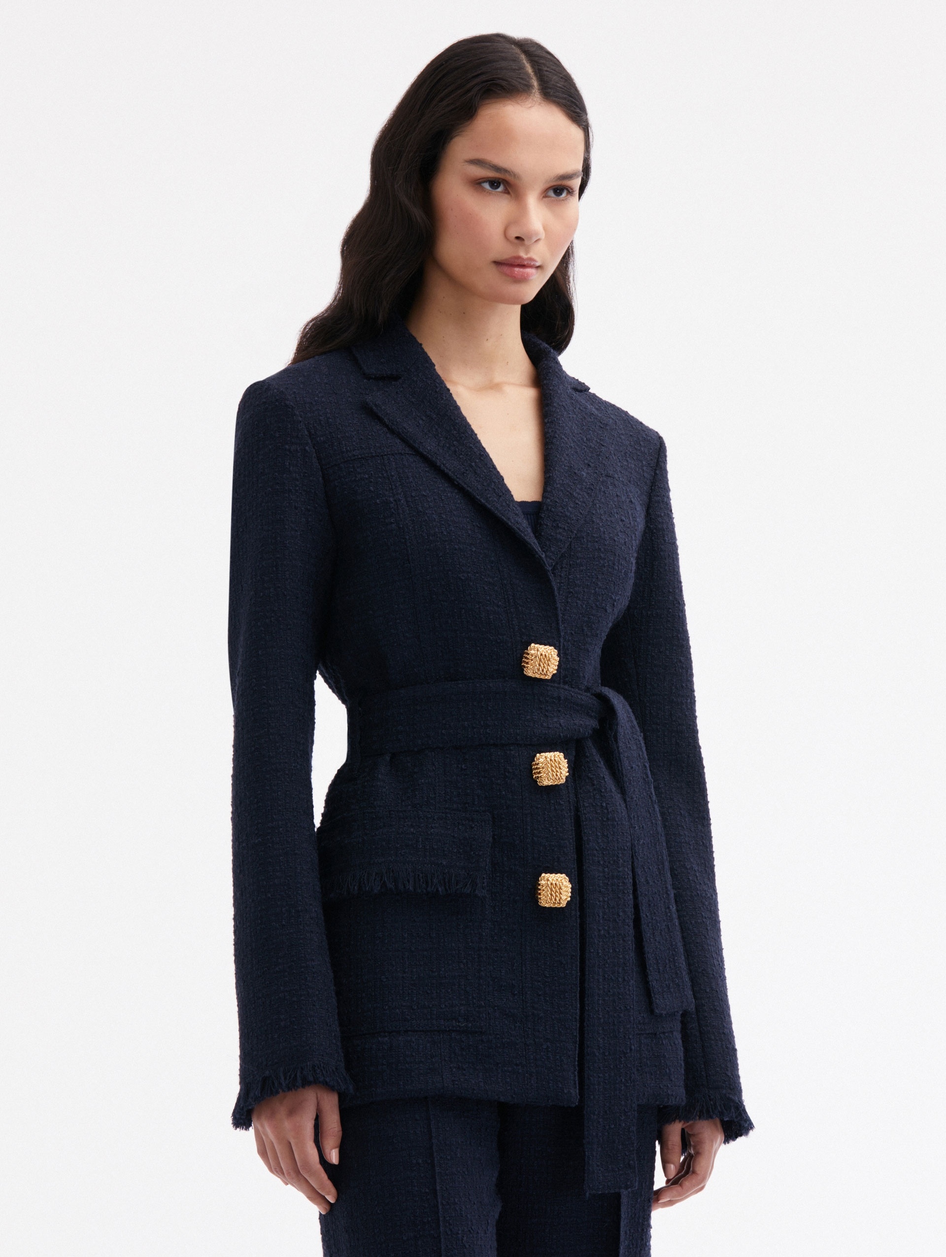 SELF-SASH TWEED JACKET - 4