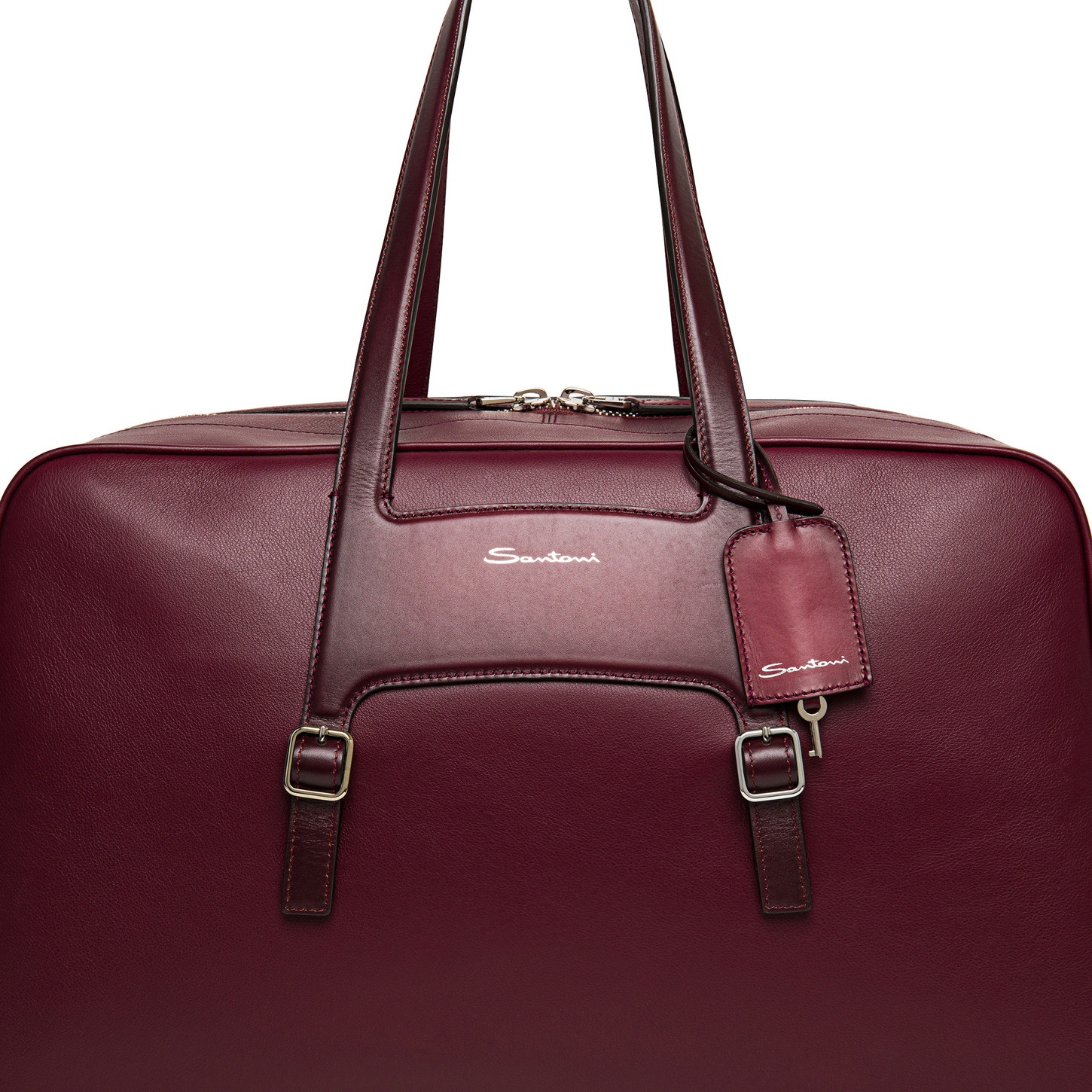 Burgundy leather weekend bag - 6