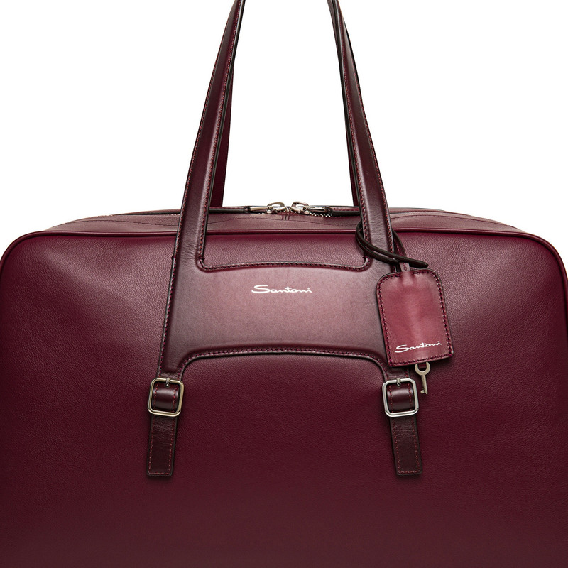 Burgundy leather weekend bag 6