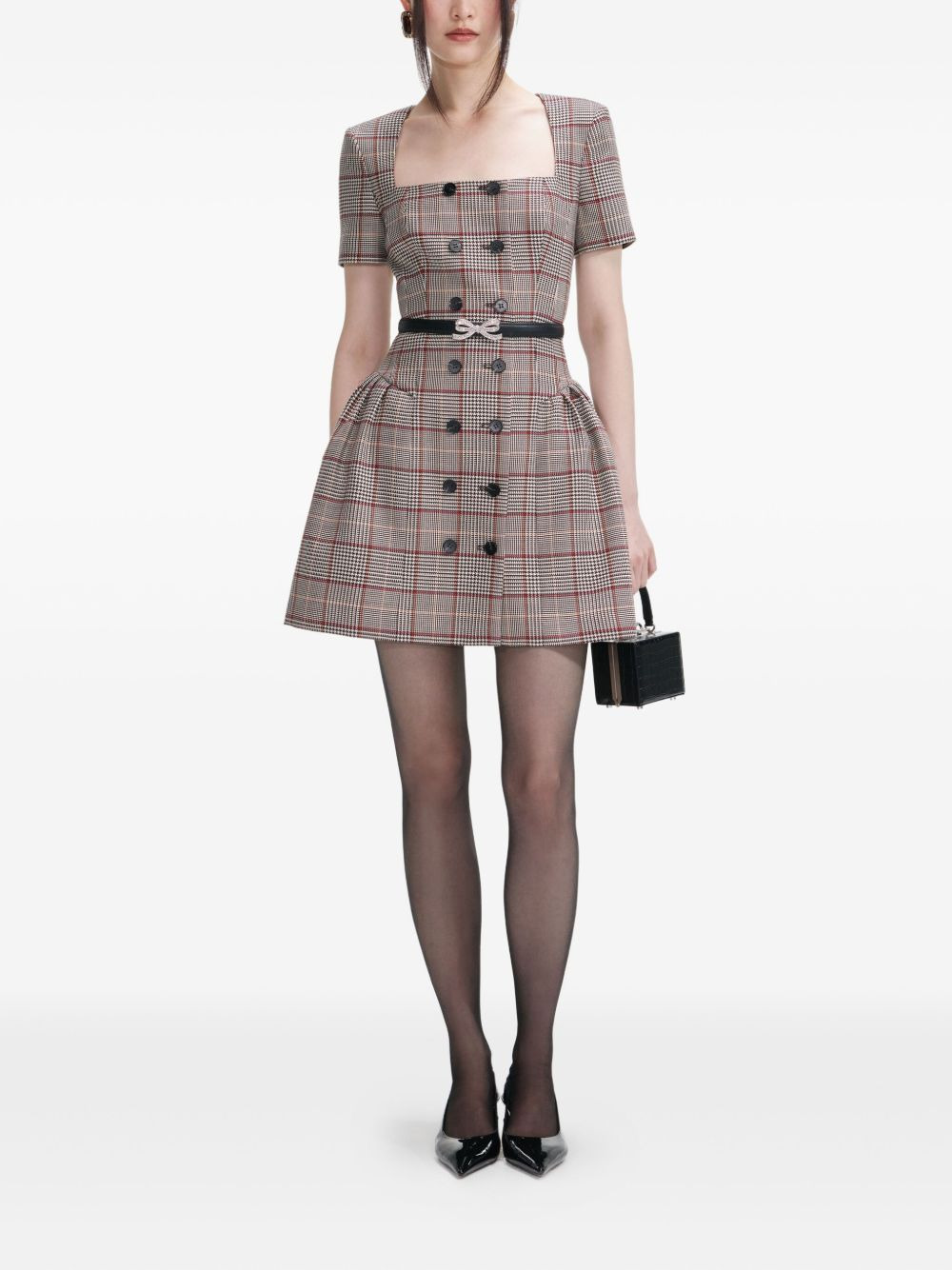 checked short sleeve mini dress - 2