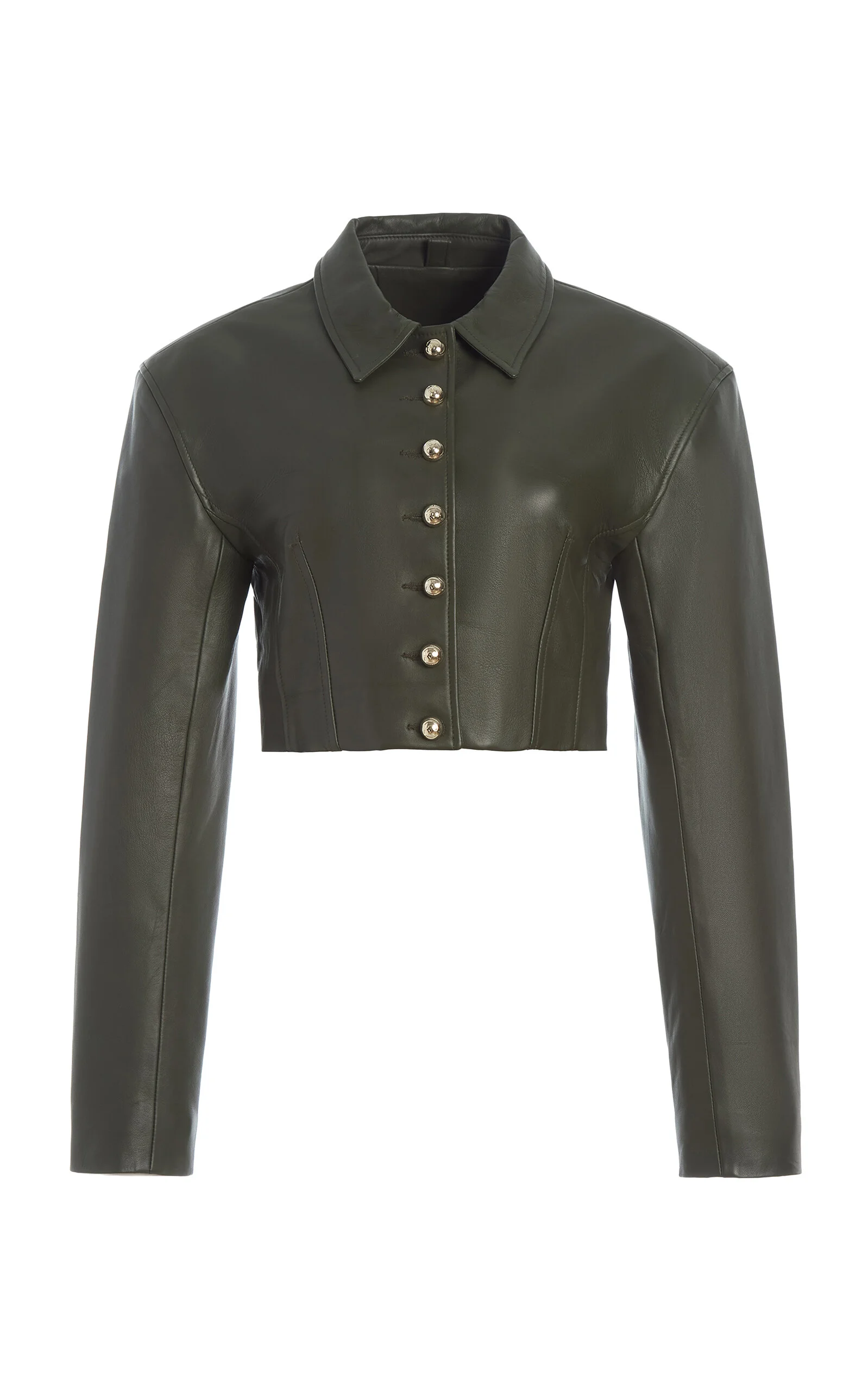 The Arabella Lamb Leather Jacket dark green - 1