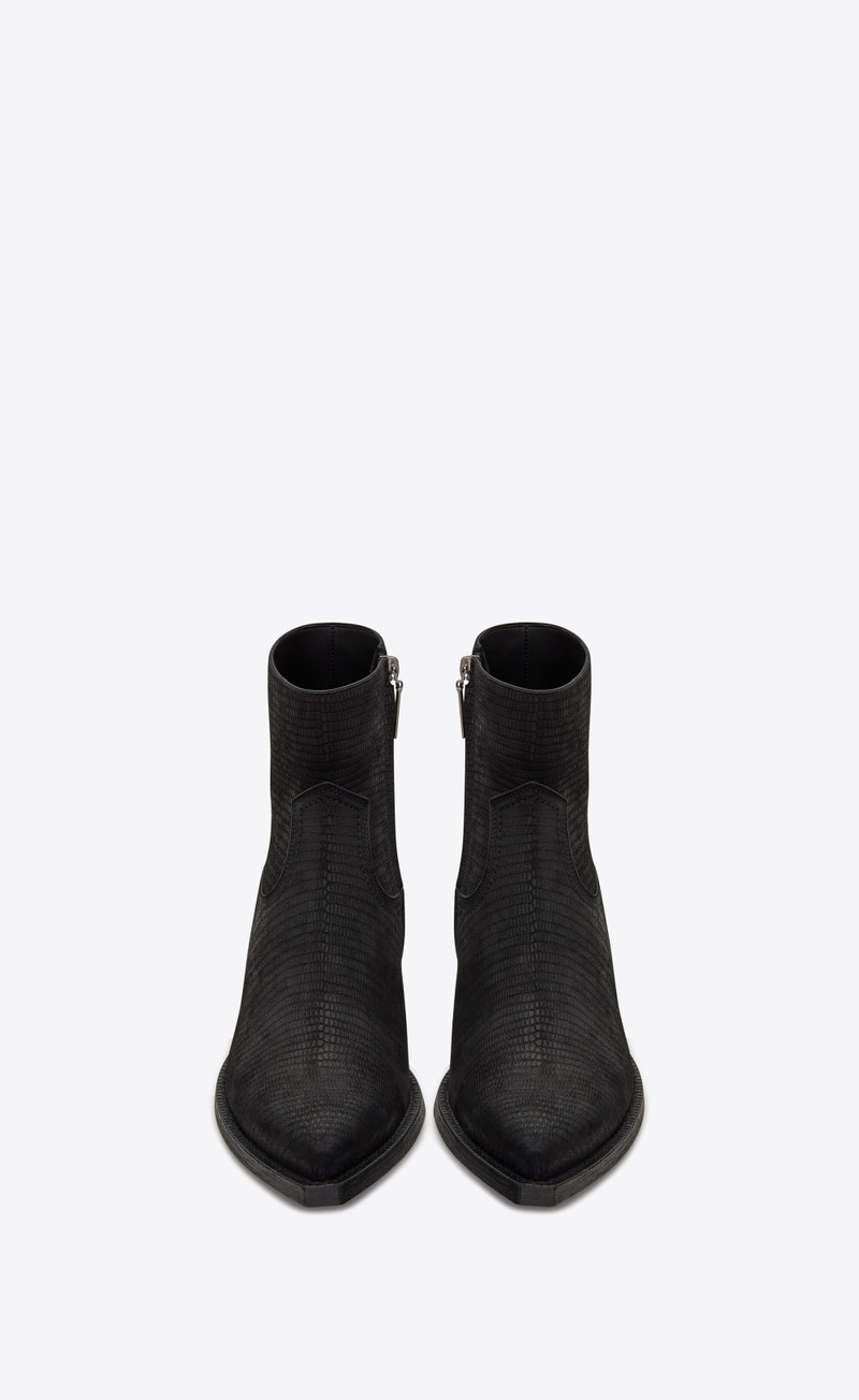 SAINT LAURENT lukas western zipped boots in tejus-embossed suede outlook