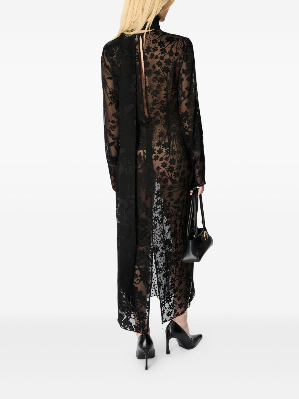 floral-print tie-neck maxi dress - 3
