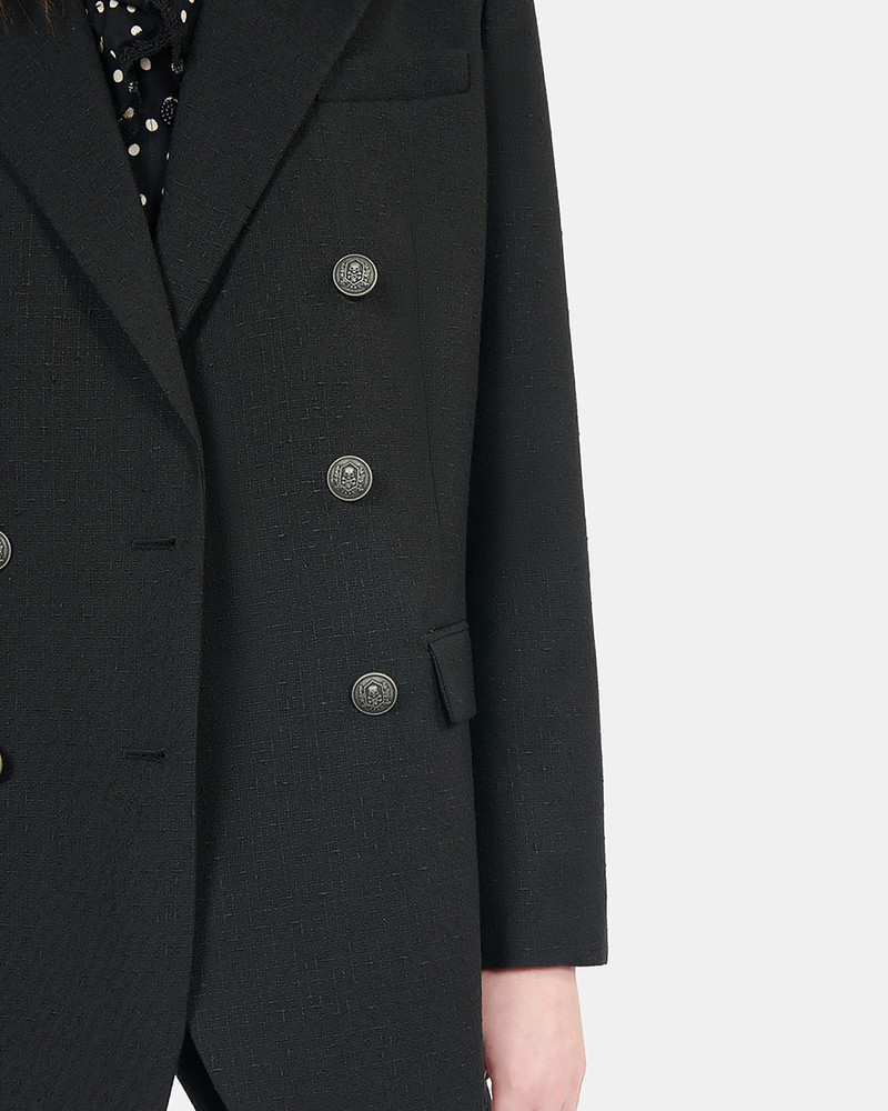 BLACK WOOL BLEND SUIT JACKET 6