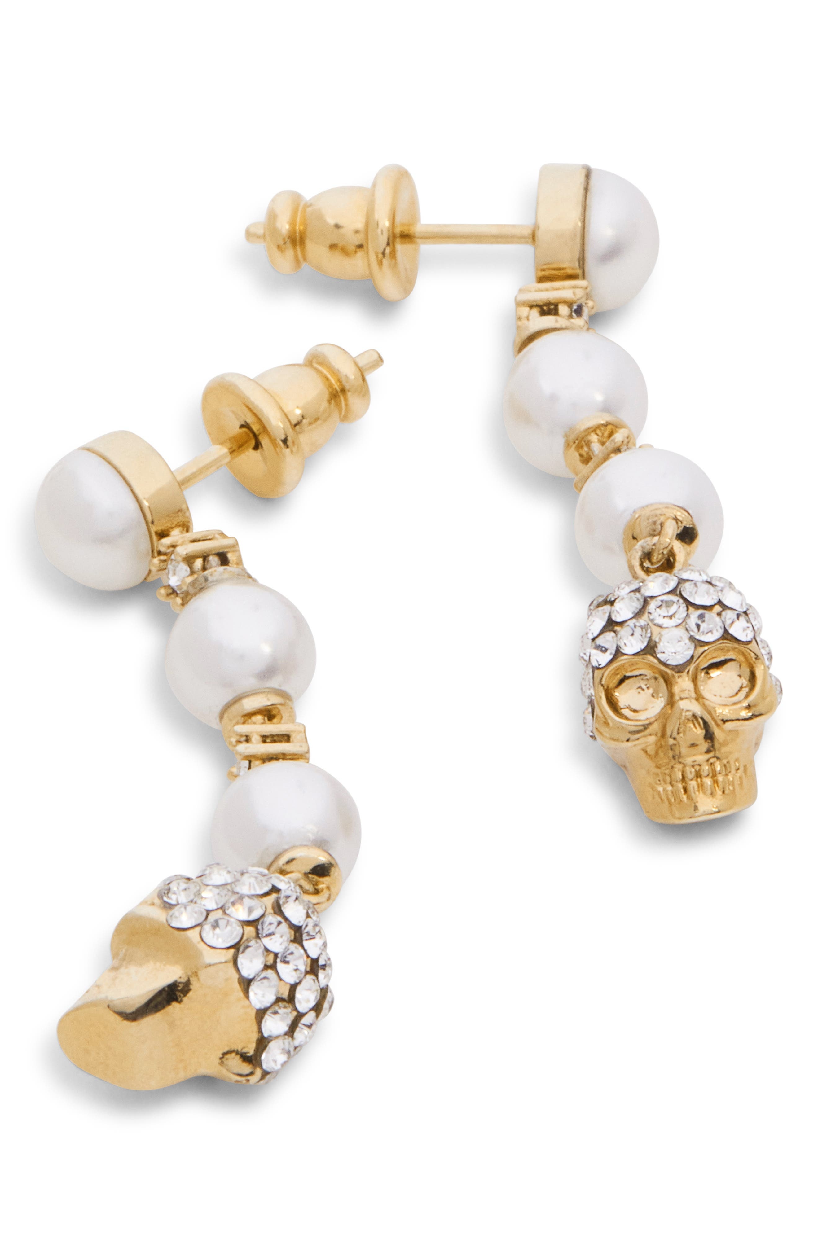 McQueen Crystal Skull & Faux Pearl Drop Earrings at Nordstrom - 3