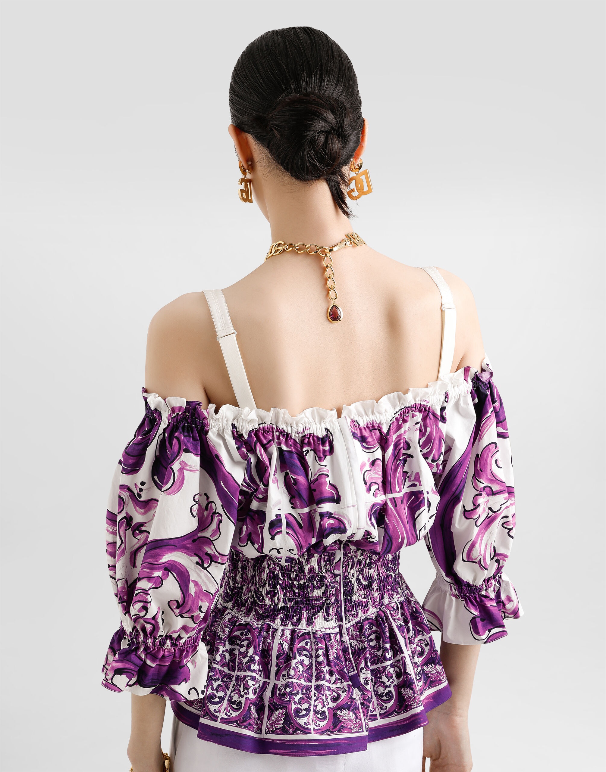 Majolica-print poplin top - 3