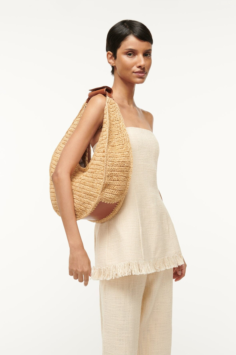 STAUD STAUD LARGE RAFFIA MOON TOTE BAG NATURAL TAN outlook