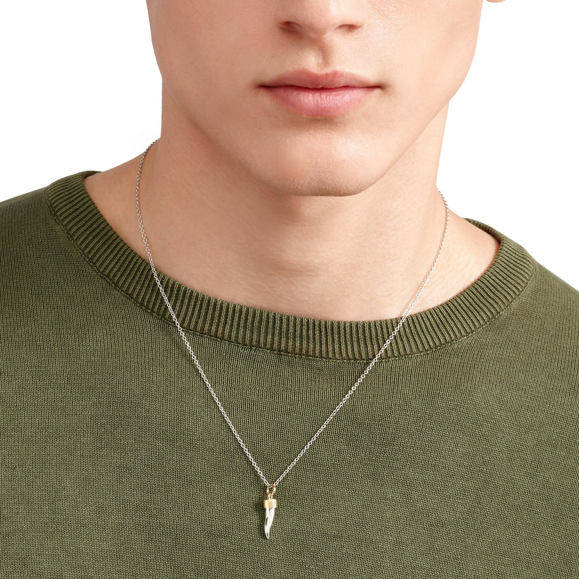 YELLOW GOLD & SILVER HORN CHARM - 4