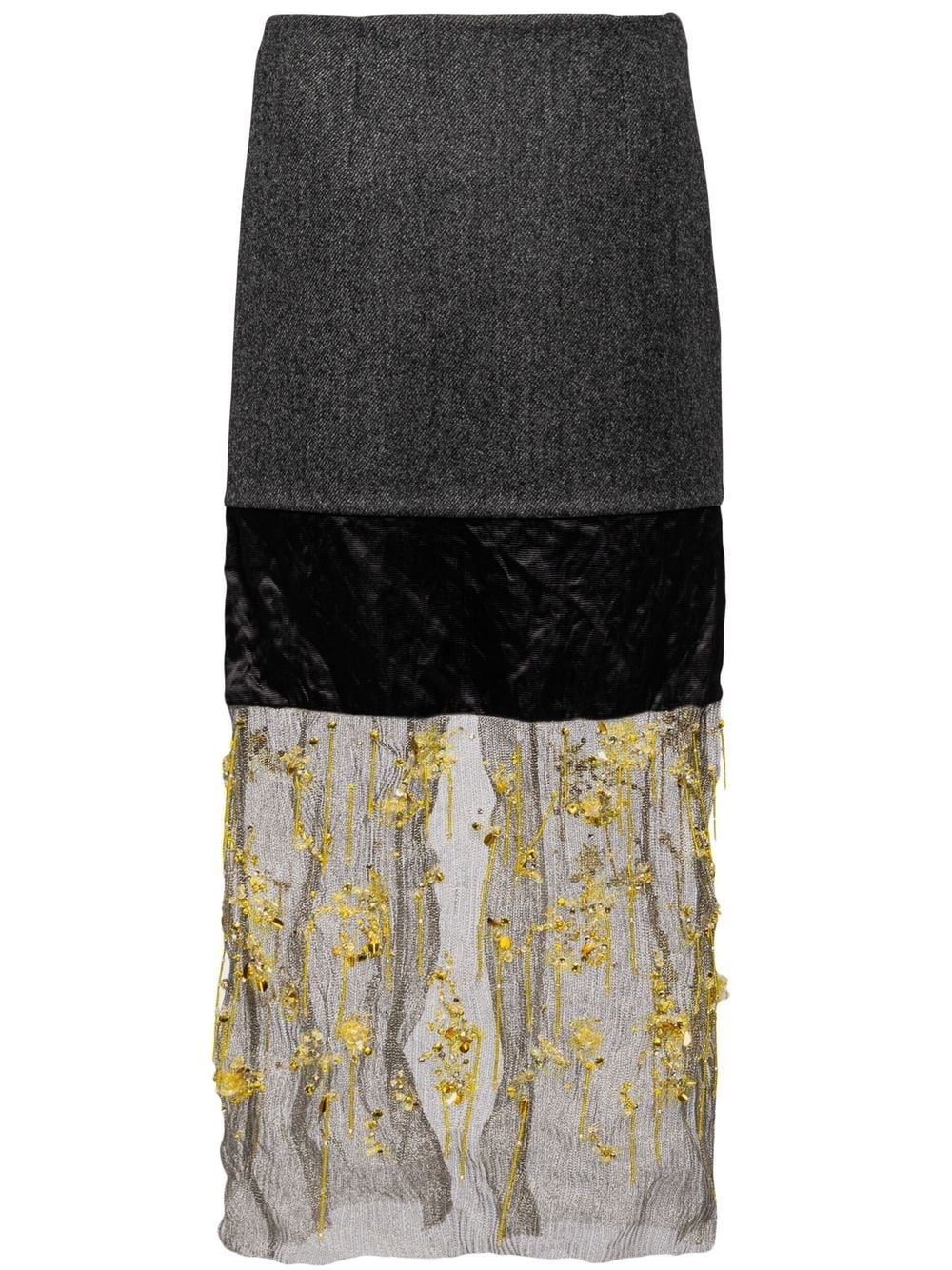 floral-embroidered midi skirt - 1