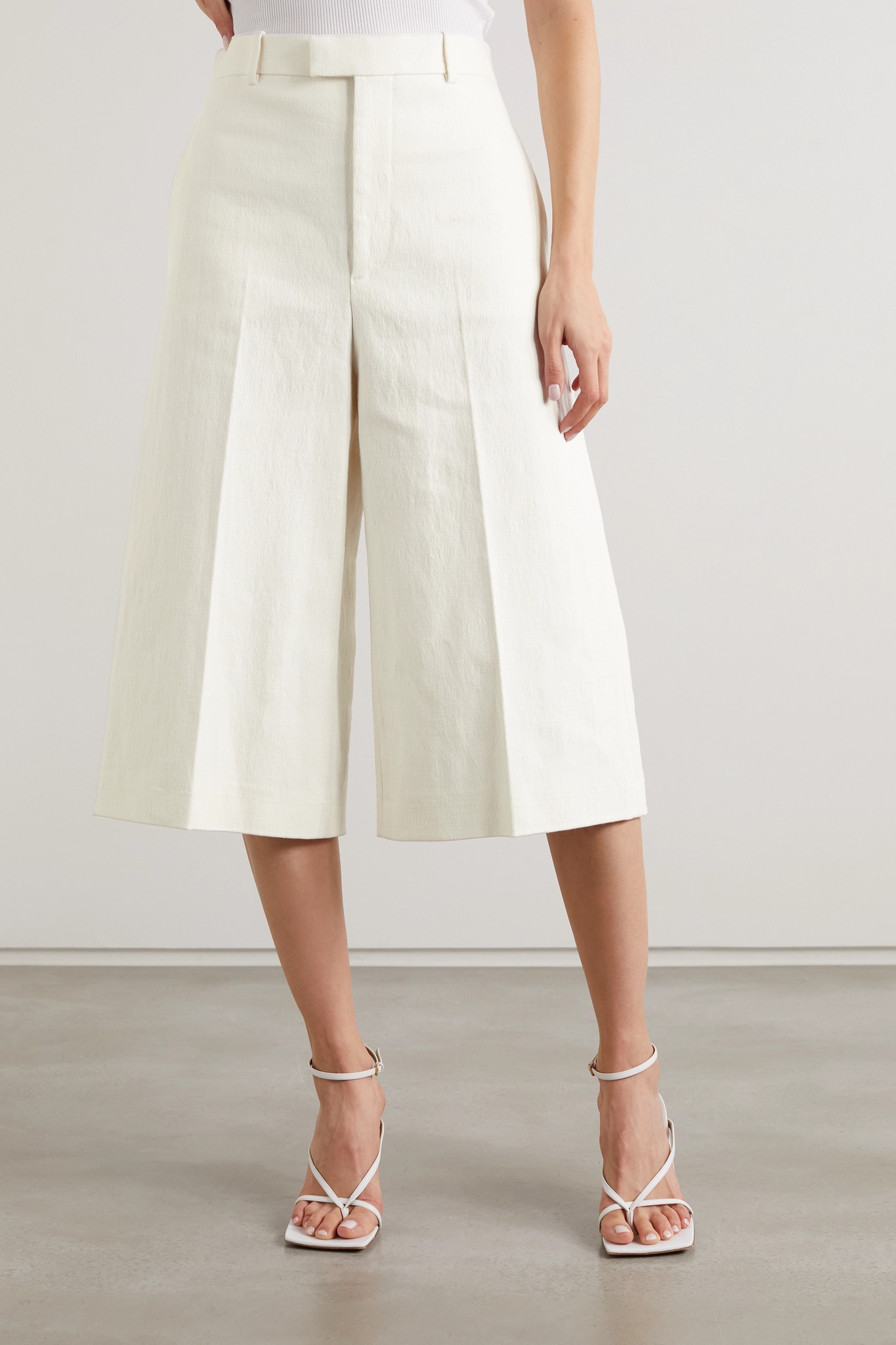 Pleated linen-blend culottes - 3