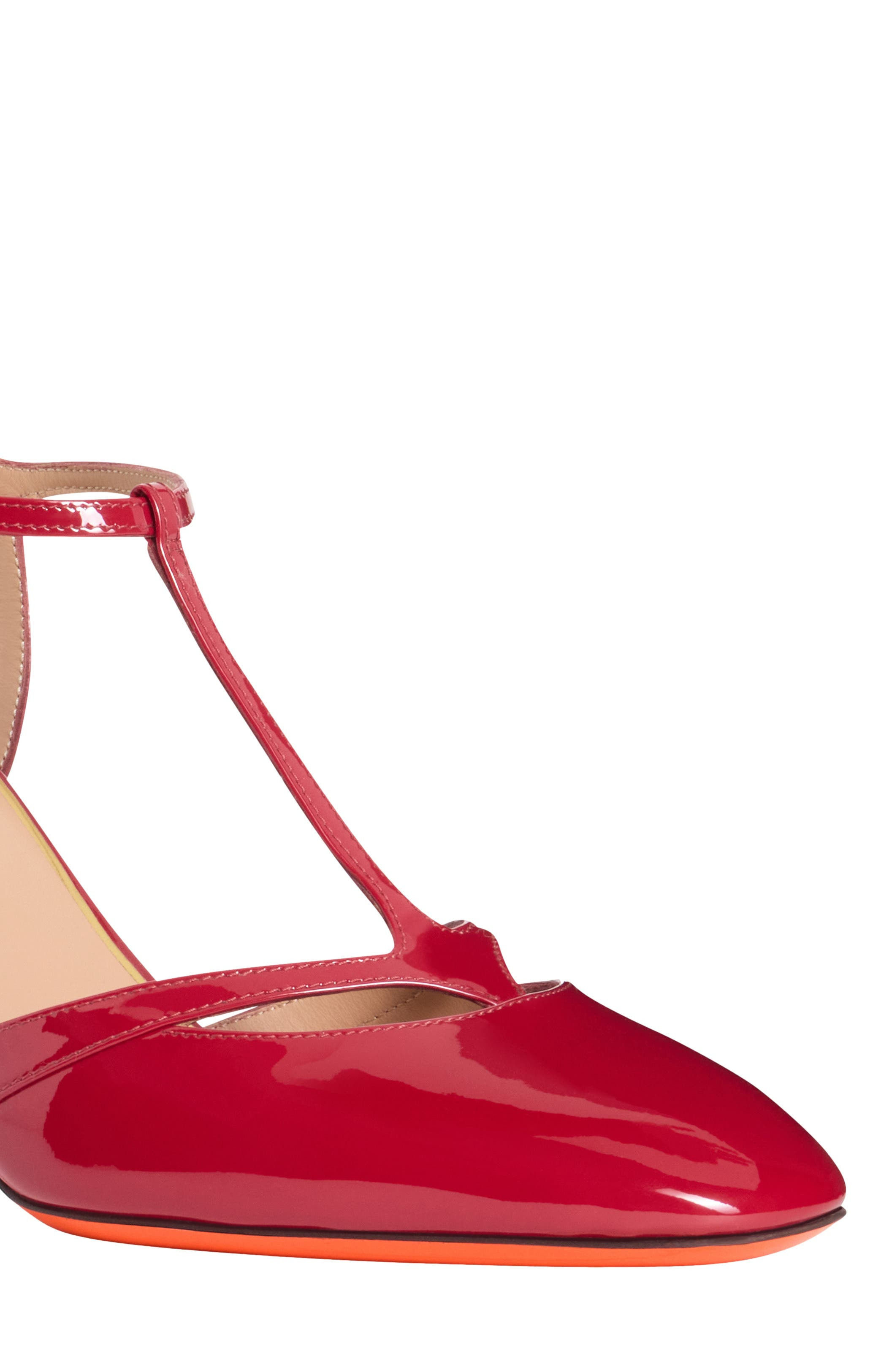 Santoni Women's  patent leather high-heel T-bar pump in Red at Nordstrom - 5