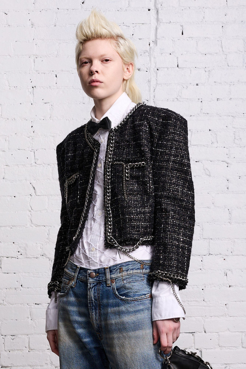 R13 SQUARE SHOULDER JACKET - BLACK TWEED outlook