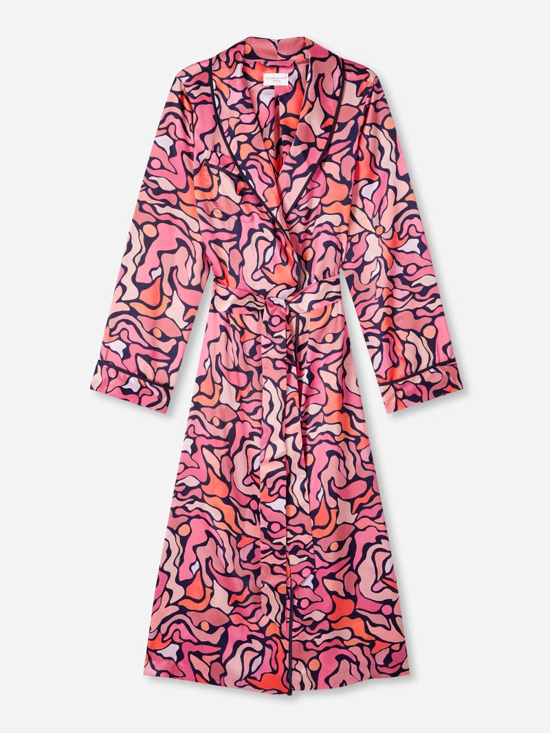 Women's Long Dressing Gown Brindisi 85 Silk Satin Multi - 1