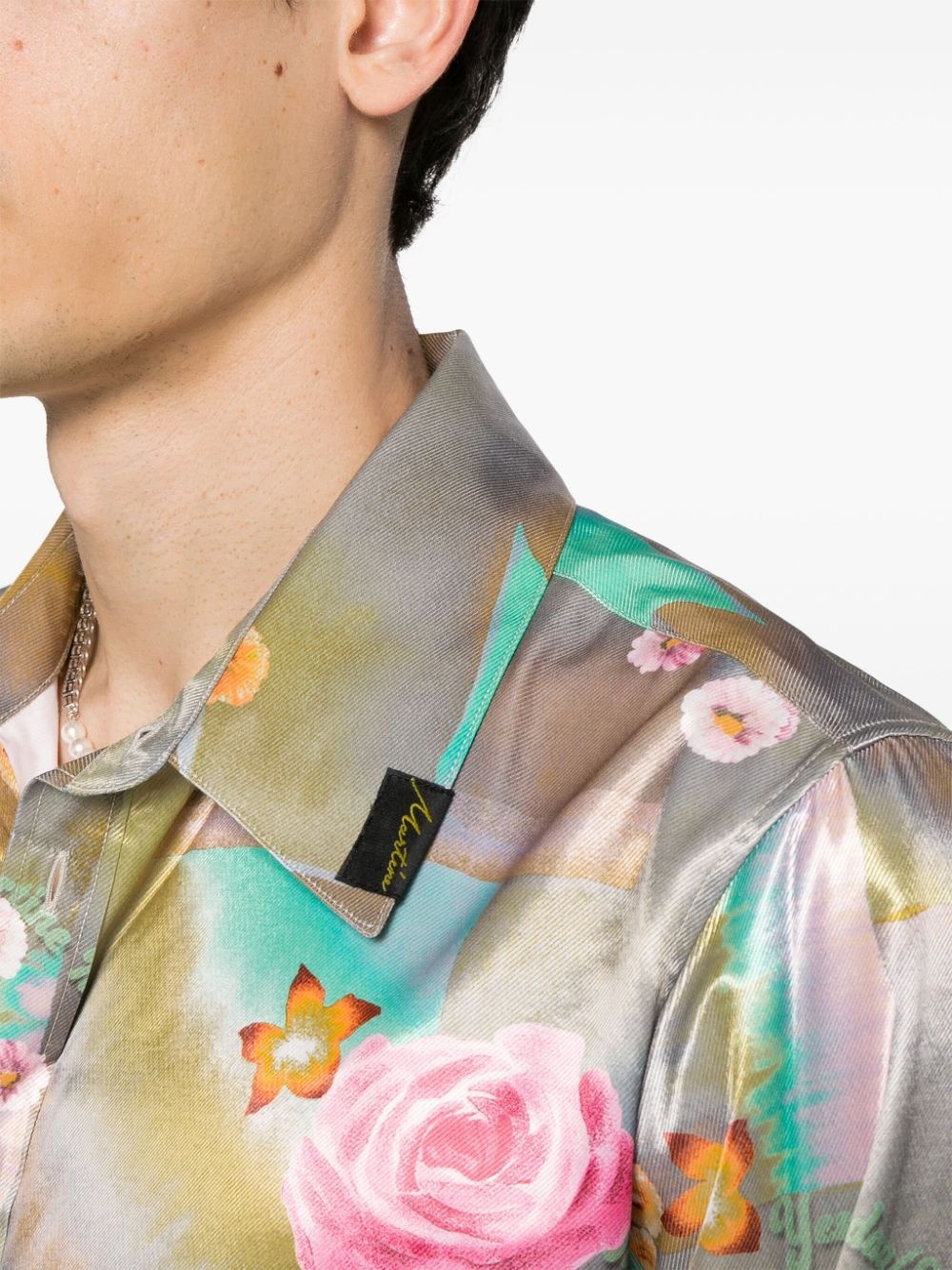 mix-print iridescent shirt - 5