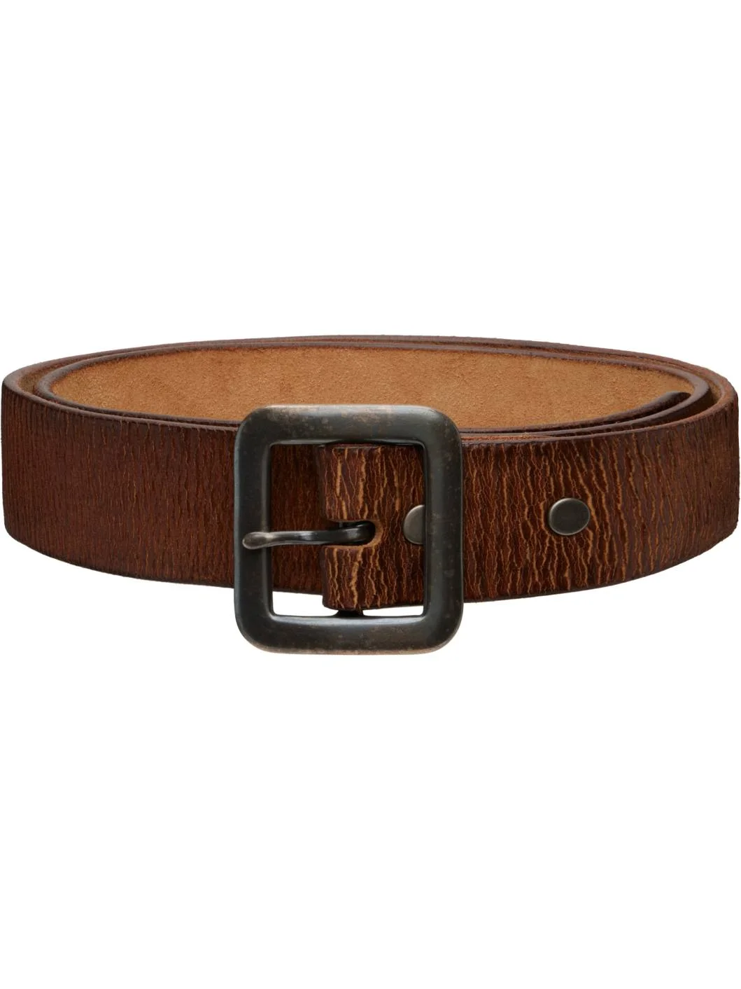 Brown Hand-Burnished Leather Belt - 1