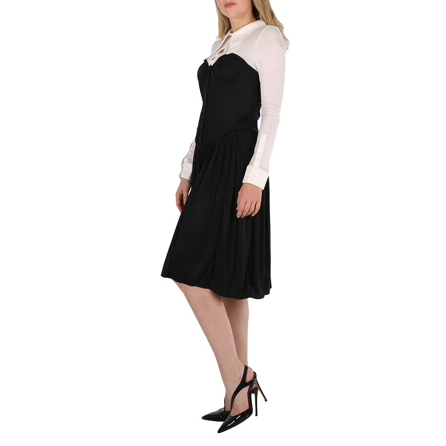 Open Box - Burberry Ladies Natural White Marcella Two Tone Bustier Shirtdress, Brand Size 12 (US Siz - 5