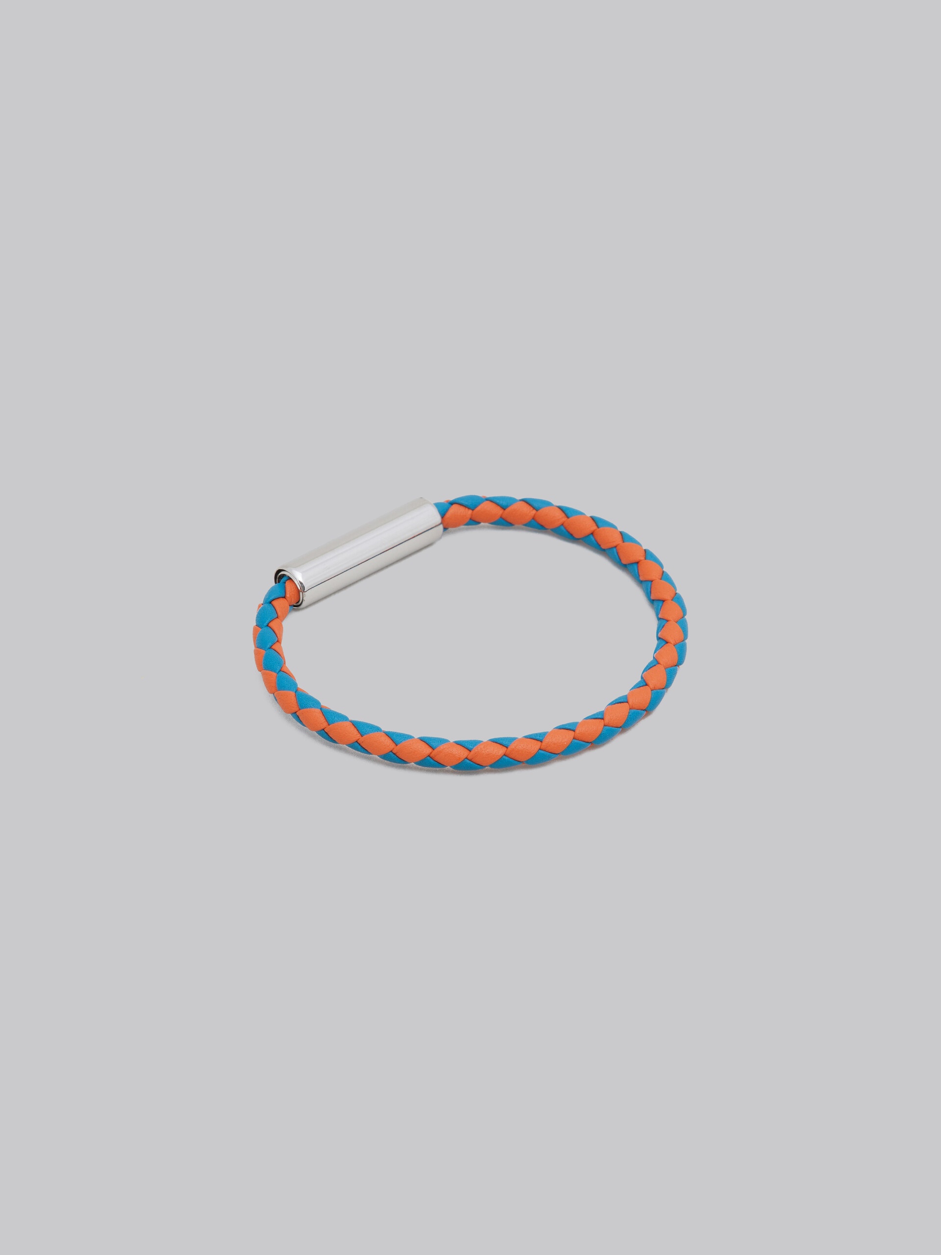 TURQUOISE AND ORANGE WOVEN LEATHER BRACELET - 3