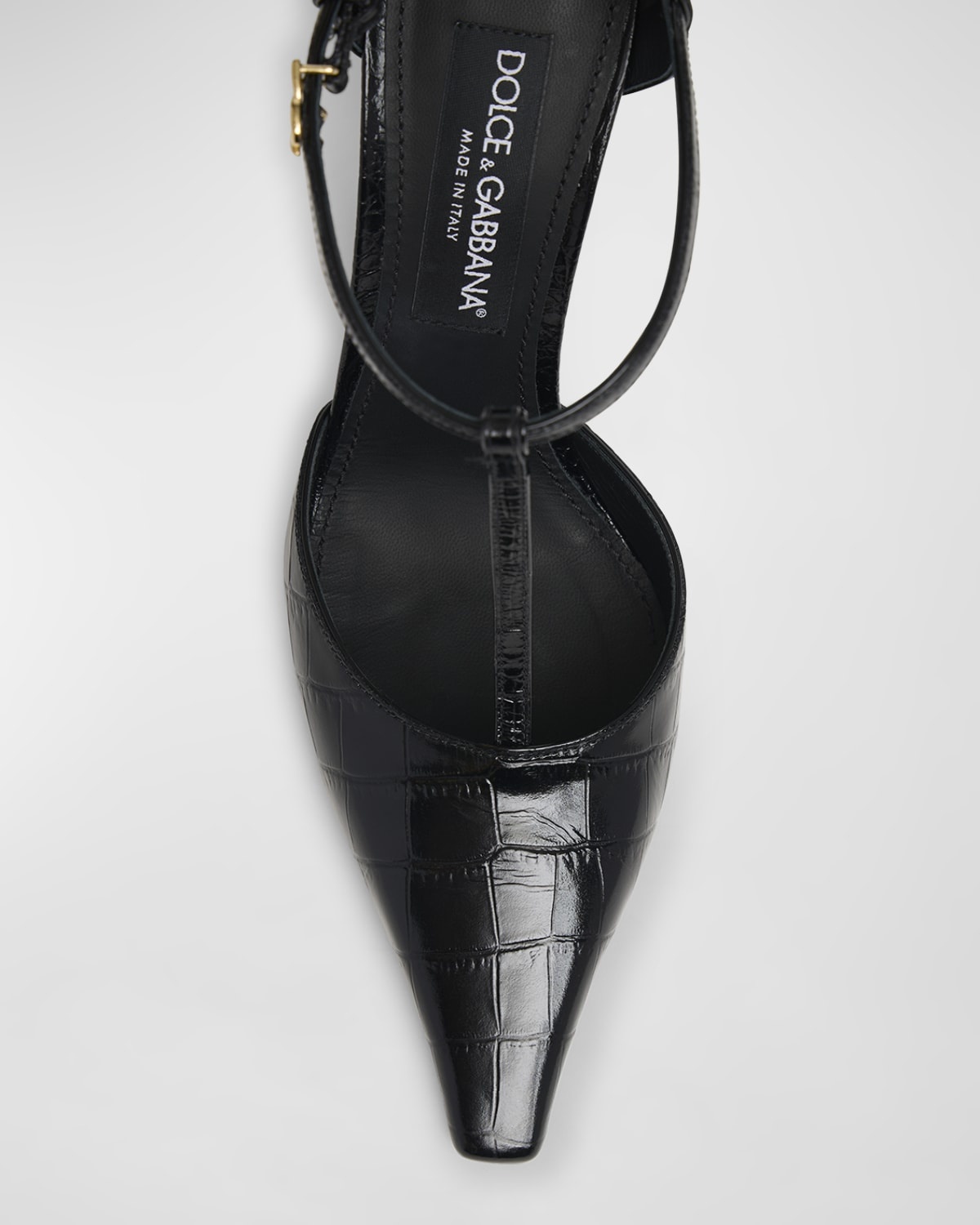 Croco T-Strap Stiletto Pumps - 6