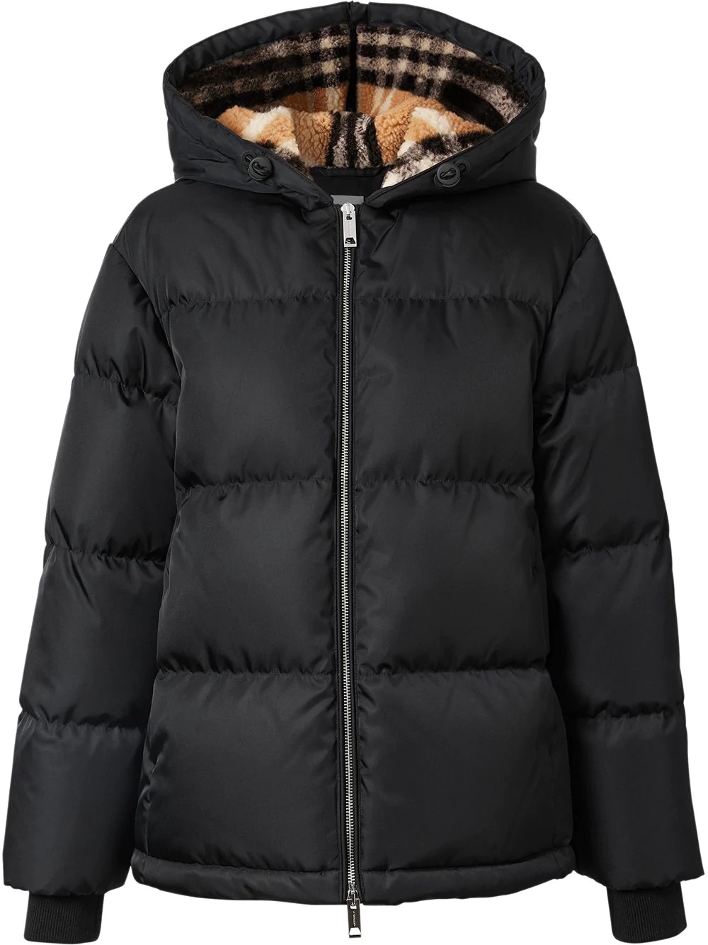 check fleece-lined puffer jacket - 1