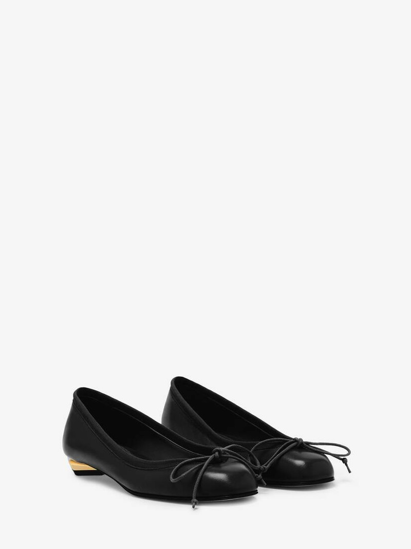 Alexander McQueen Women's Armadillo Ballet Flat in Black/silver/gold outlook