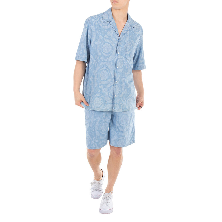 Versace Barocco Print Chambray Denim Shirt - 6