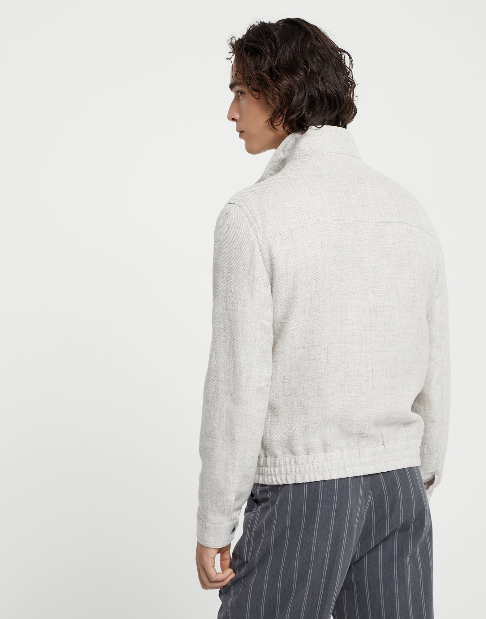 Linen, wool and silk diagonal bomber jacket - 2