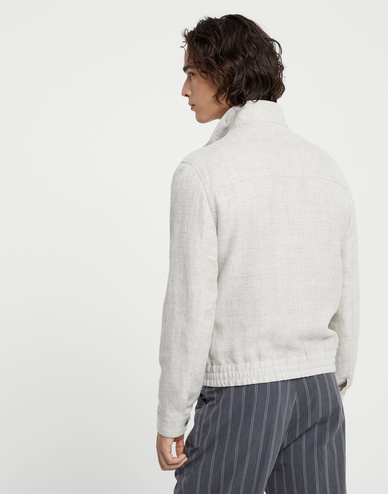 Brunello Cucinelli Linen, wool and silk diagonal bomber jacket outlook