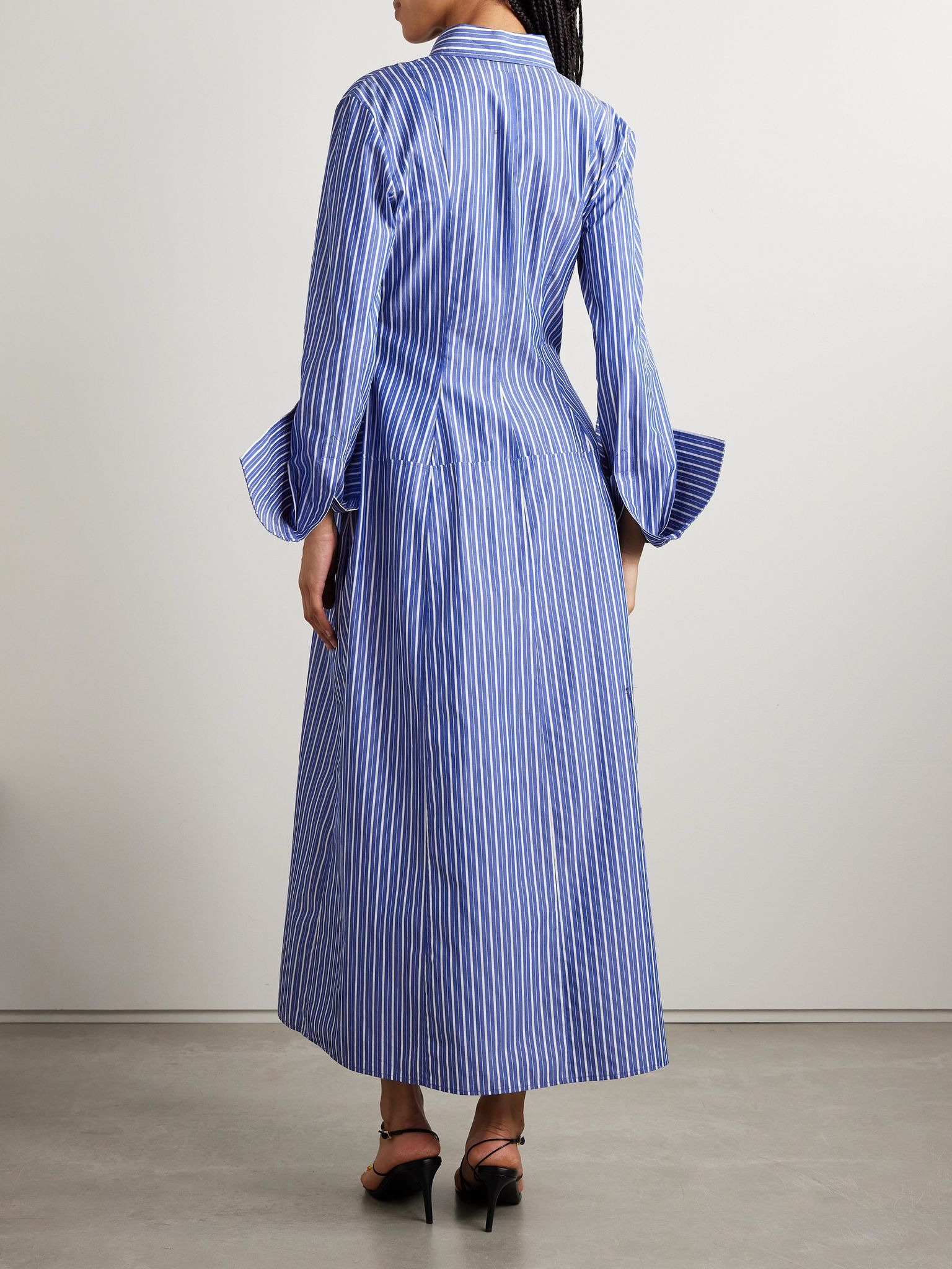 The Sammy striped cotton-poplin midi shirt dress Navy - 4