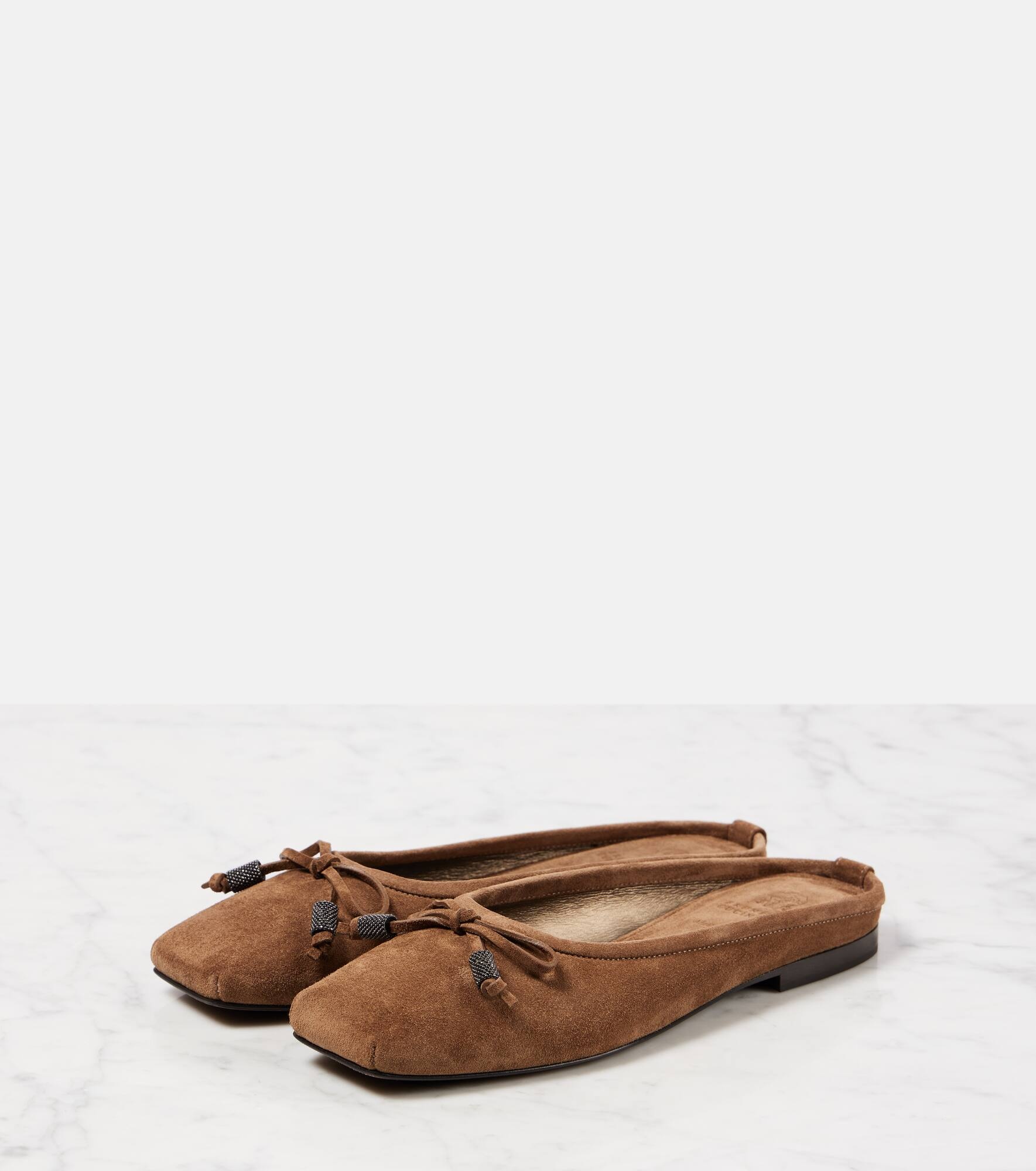Monili bow-detail suede mules - 4