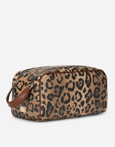Dolce & Gabbana Airpods case in leopard-print Crespo with branded plate outlook