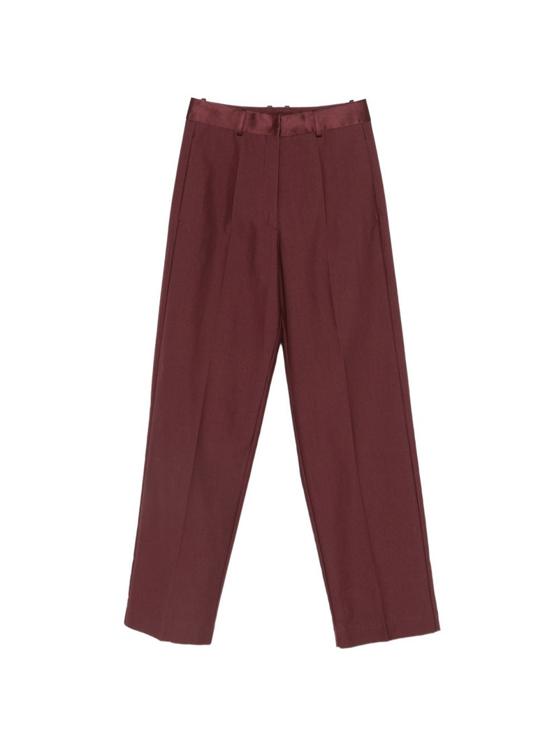 satin-waistband pressed-crease trousers 1