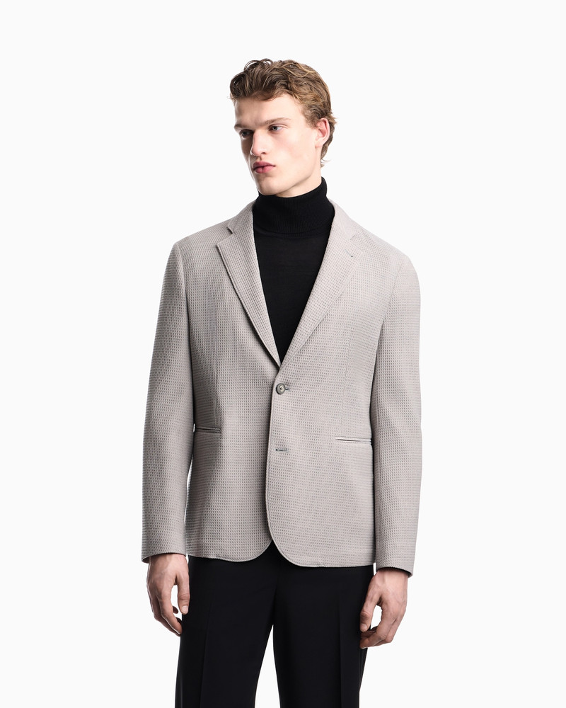 EMPORIO ARMANI SINGLE-BREASTED JACKET IN 3D WAFFLE-EFFECT WOOL JERSEY outlook