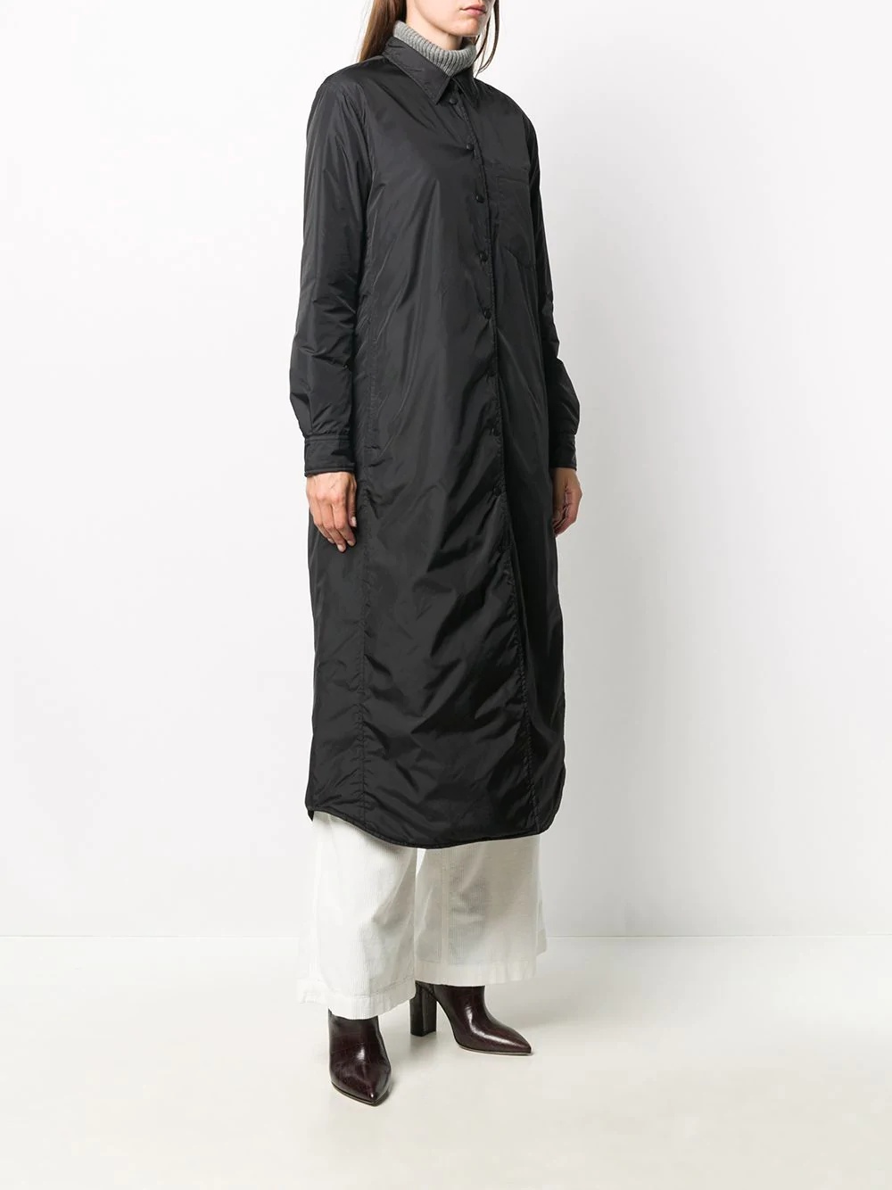 buttoned long raincoat - 3