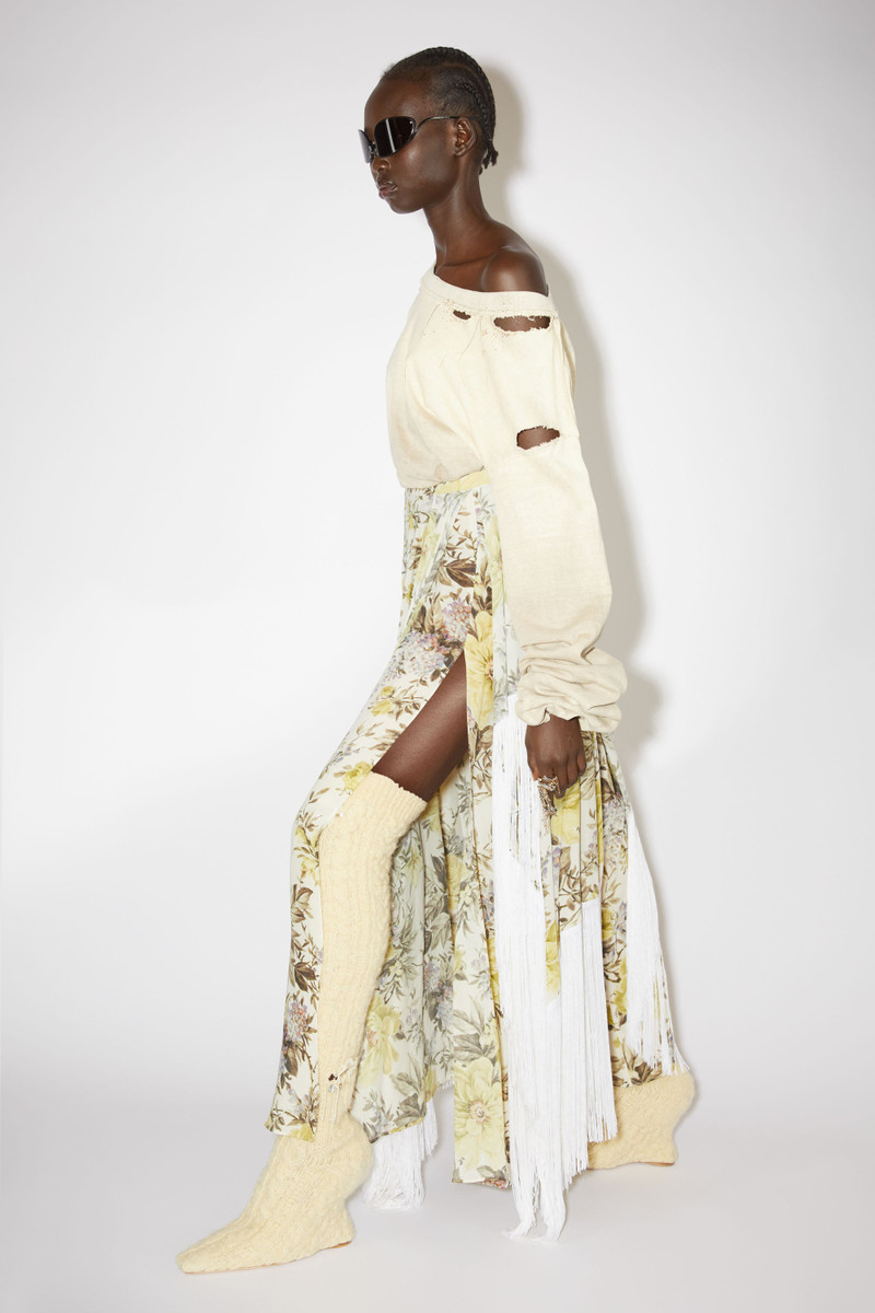 Flower print fringe skirt - Beige 5