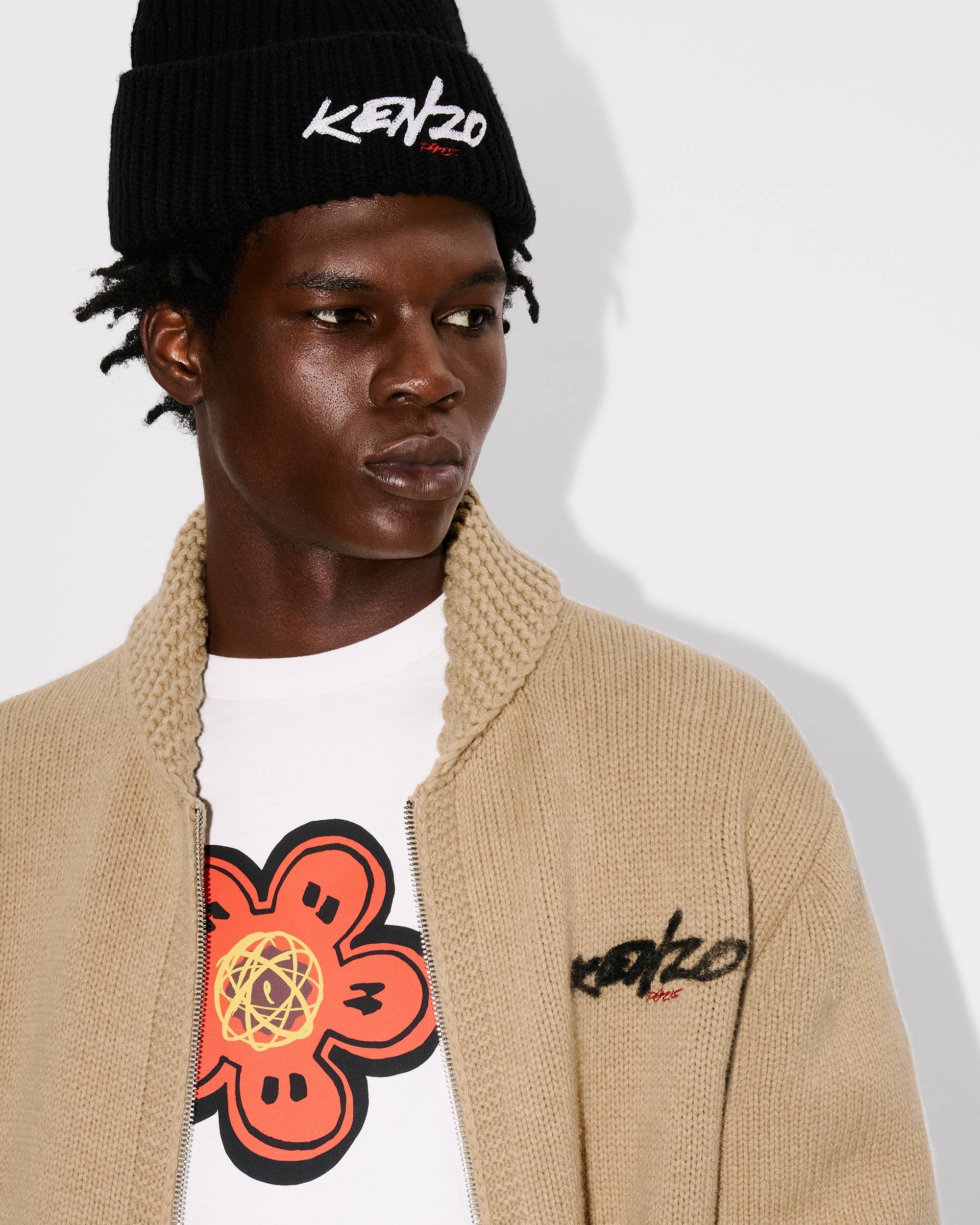 'Kenzo x Futura 2000' zipped knitted cardigan in wool - 8