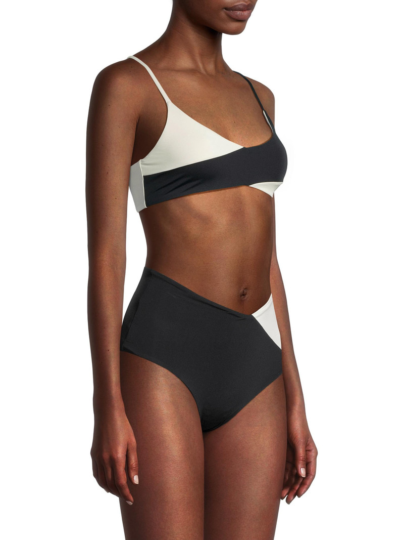 Women's High Tide Bralette Bikini Top - Black Cream 4