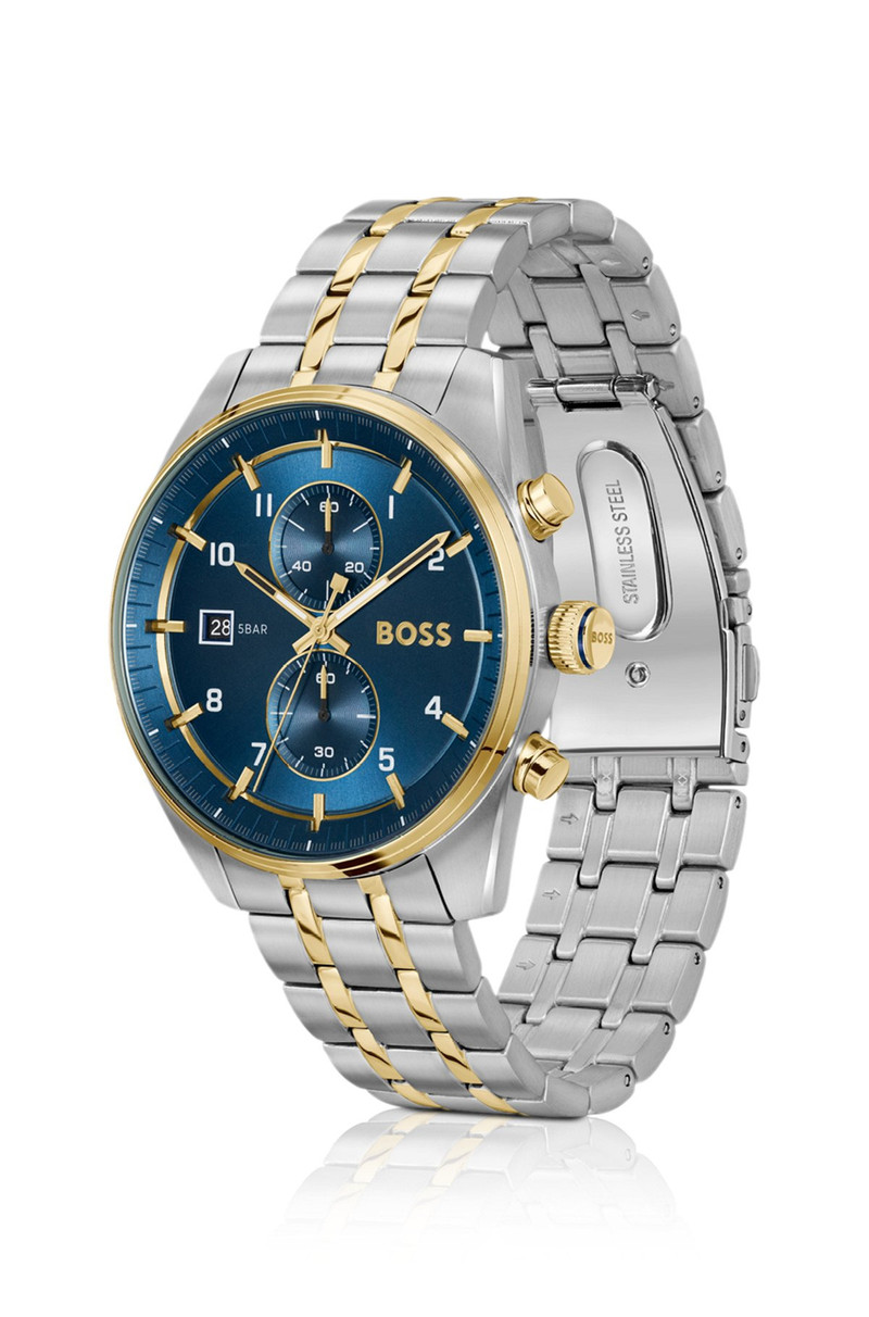 BOSS TWO-TONE CHRONOGRAPH WATCH WITH BLUE DIAL outlook
