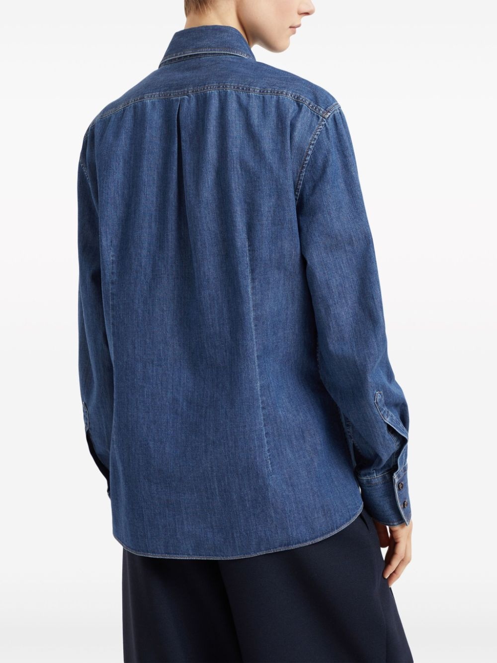 Monili-detail buttoned denim shirt - 4