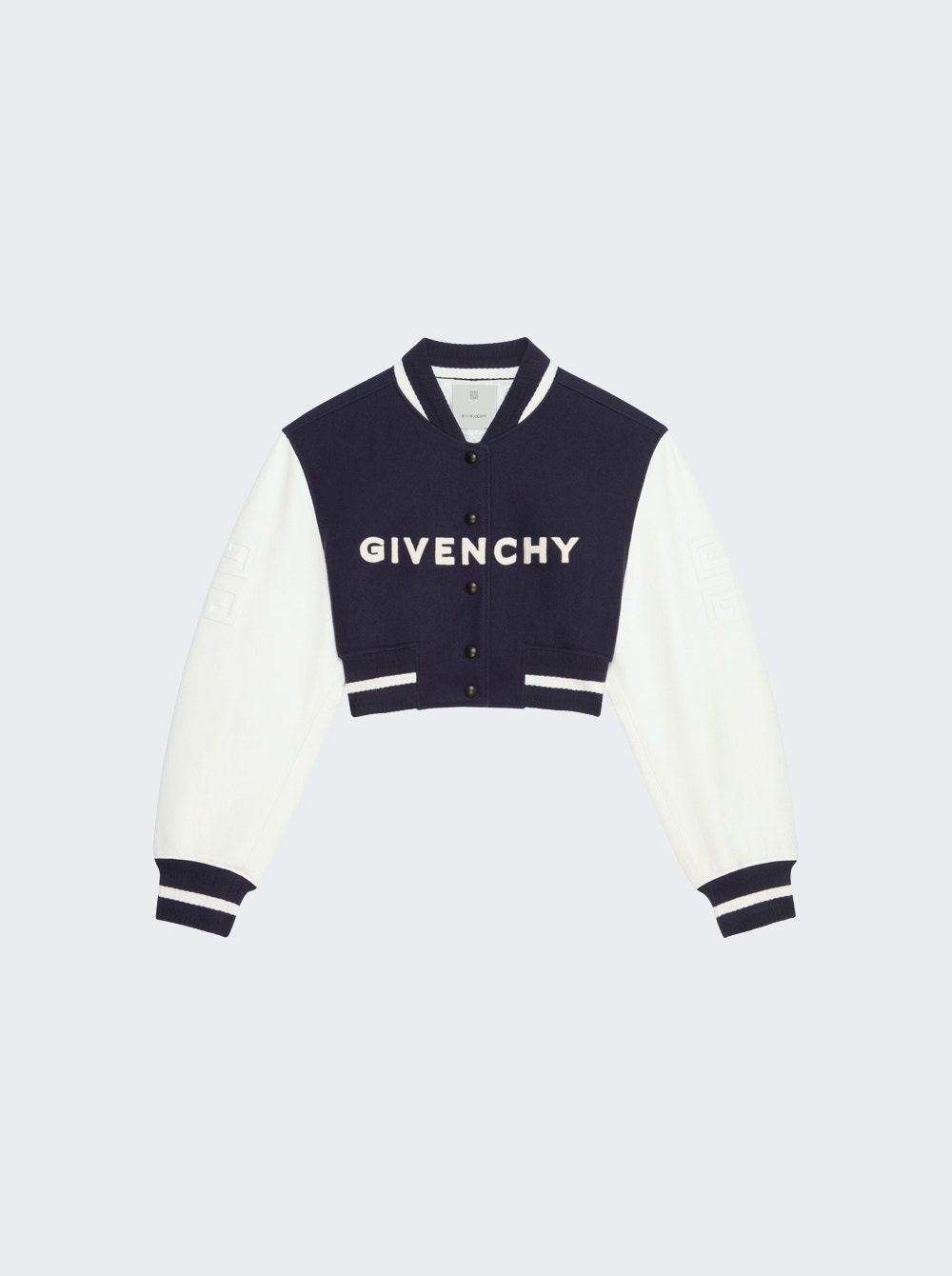 Cropped Varsity Jacket Navy and White - 1