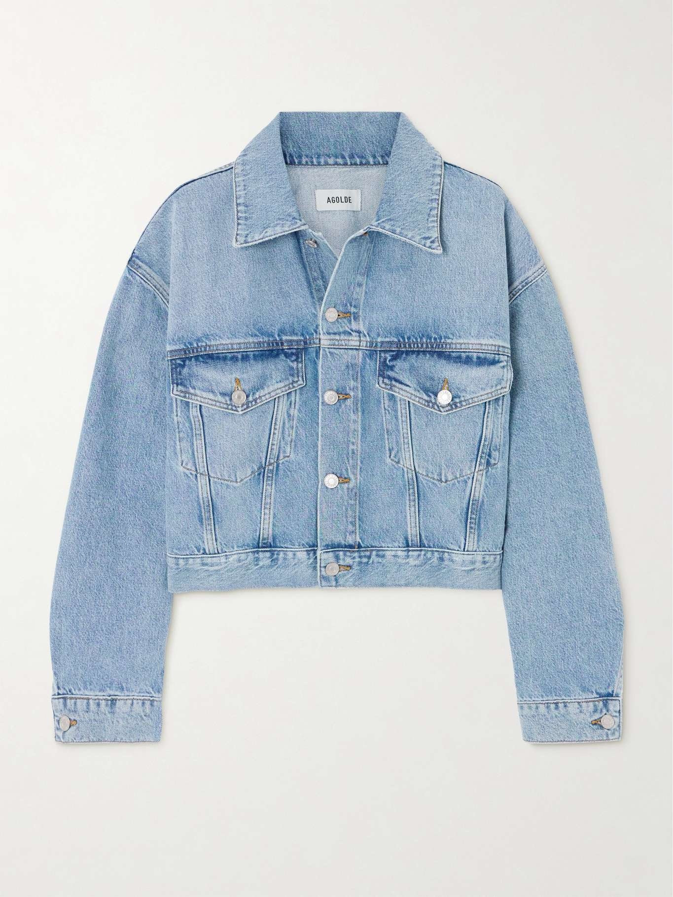 Palmer cropped recycled-denim jacket Light denim - 1