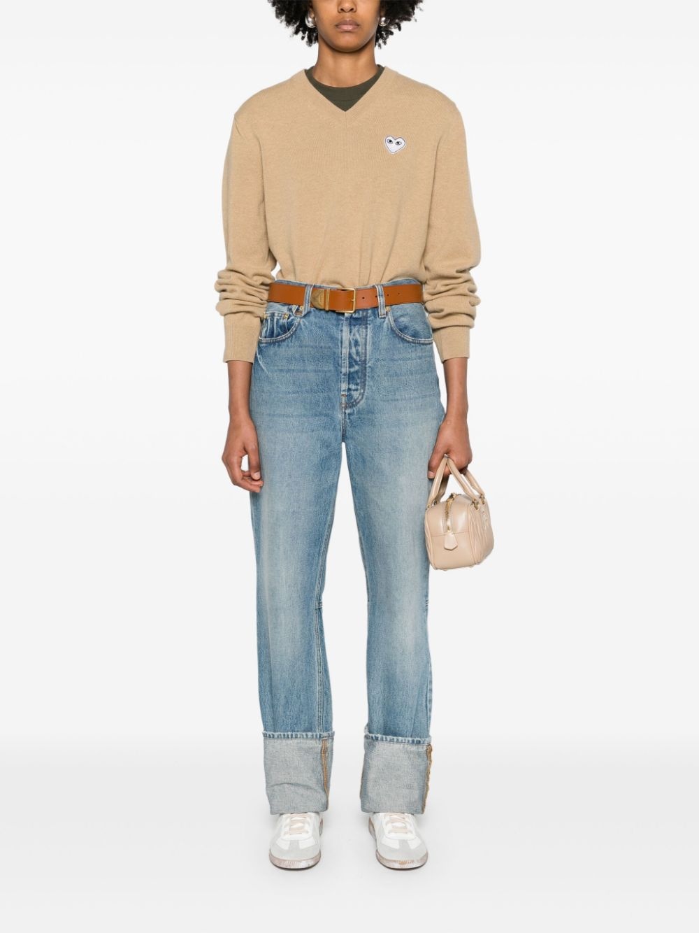 heart-patch wool jumper - 3