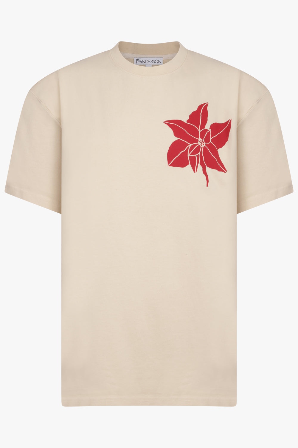 FLORAL MOTIF S/S T-SHIRT | CREAM/RED - 1