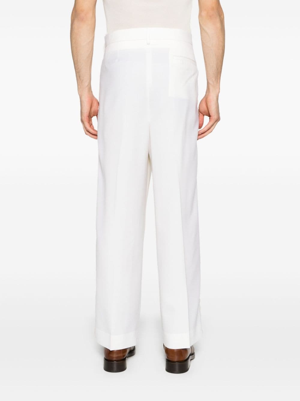 lace-trim tapered trousers - 4