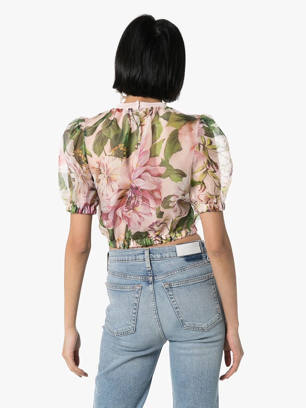 floral-print crop top - 4